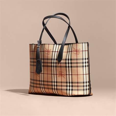 burberry black check tote|Burberry tote bag black leather.